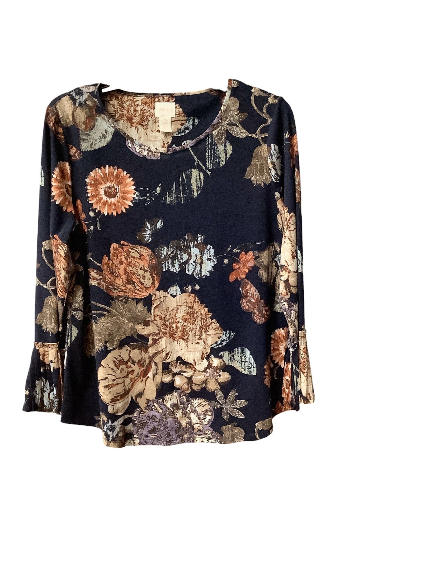 Top Long Sleeve By Chicos In Floral Print, Size: S