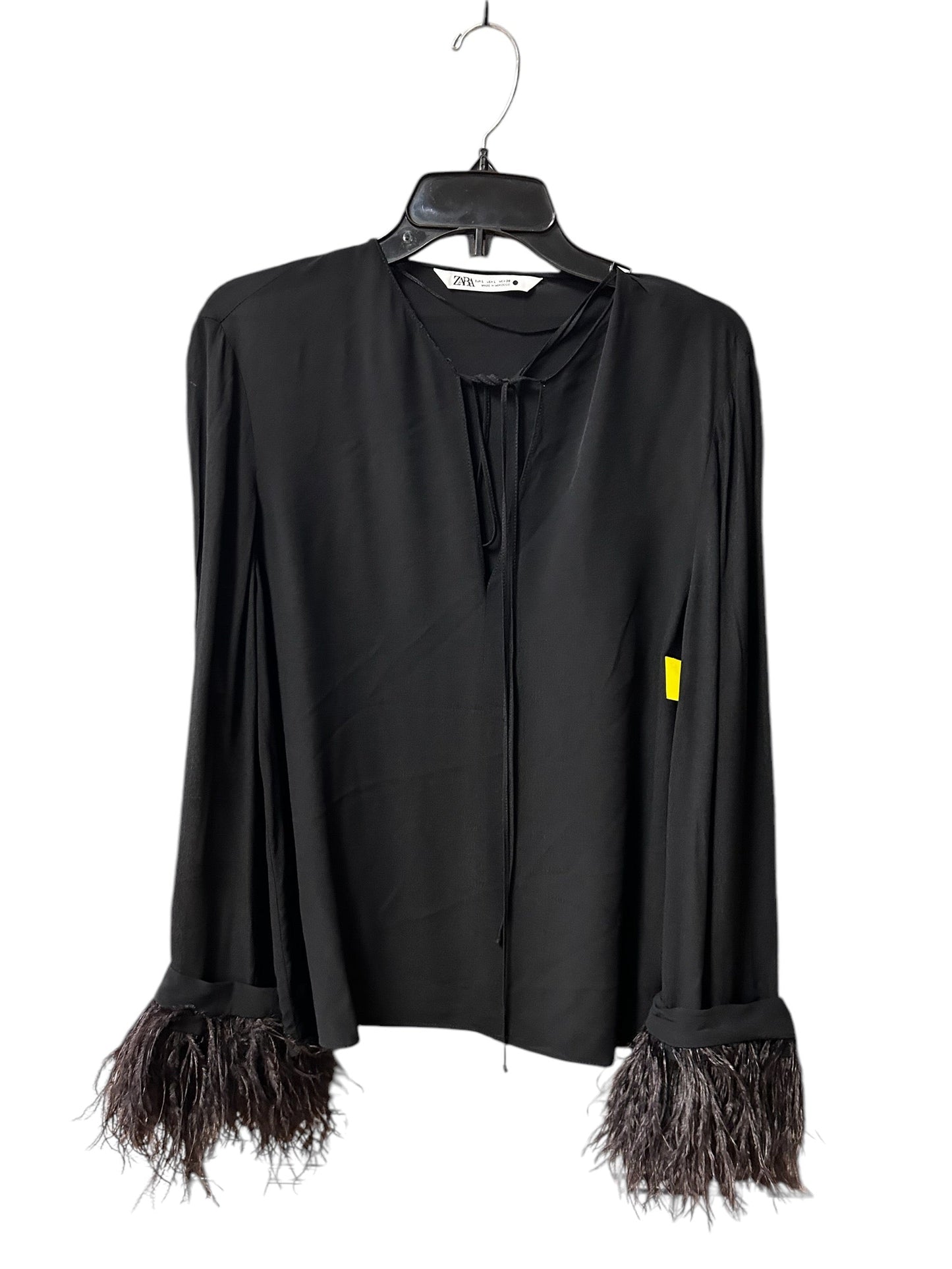 Top Long Sleeve By Zara In Black, Size: L