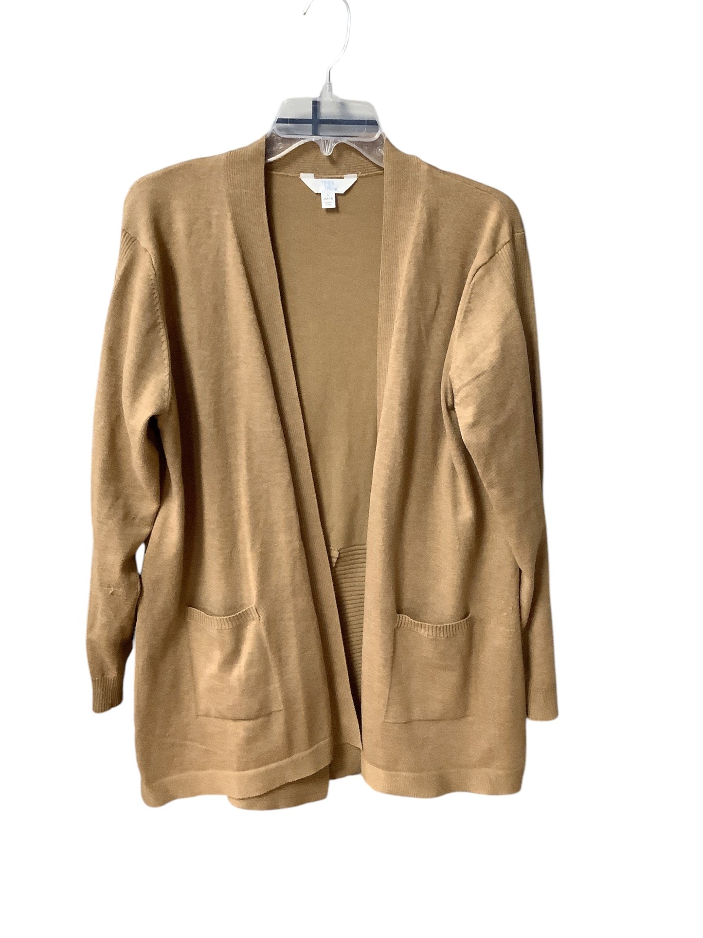 Sweater Cardigan By Time And Tru In Tan, Size: L