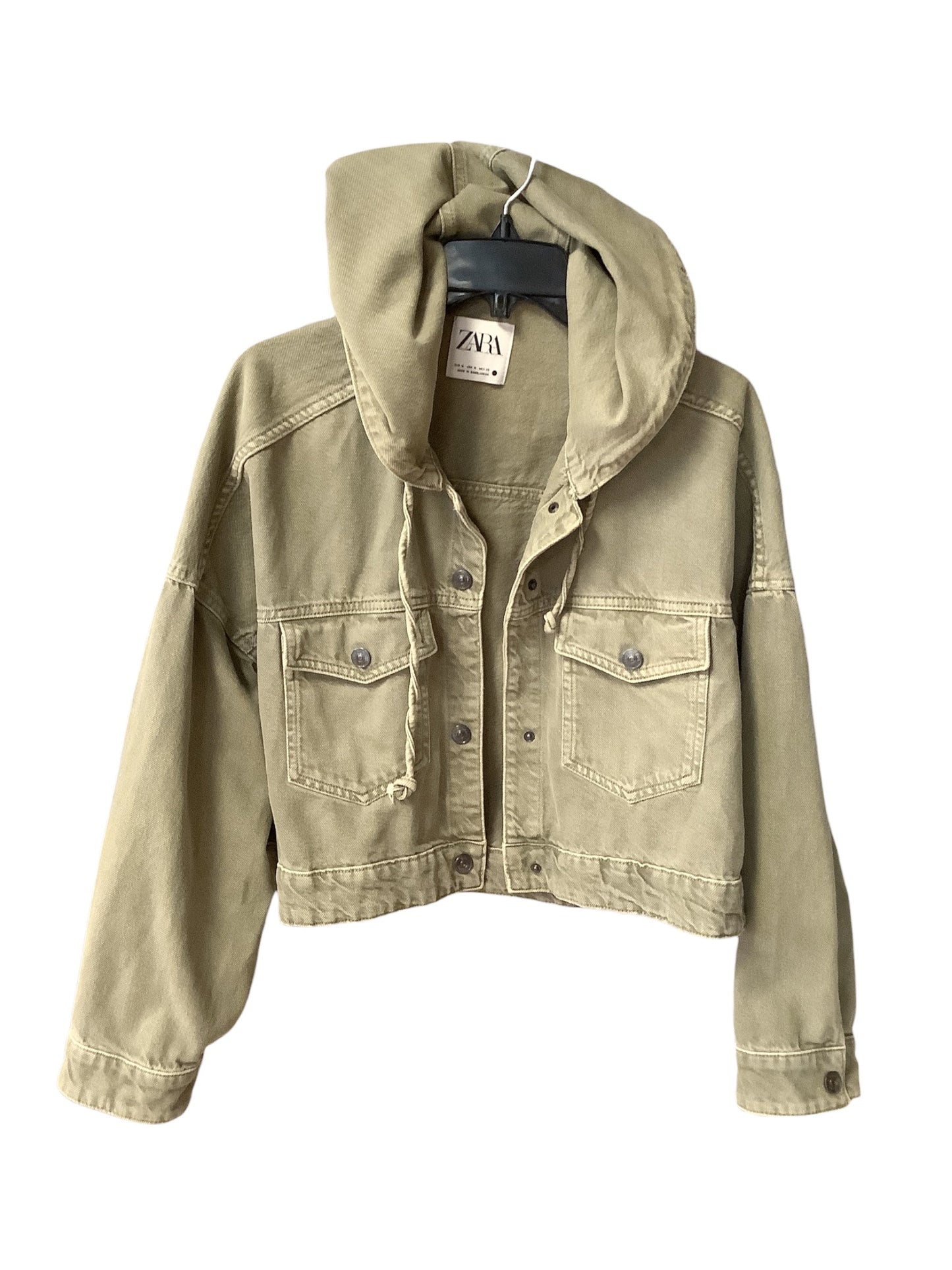 Jacket Denim By Zara In Green, Size: M