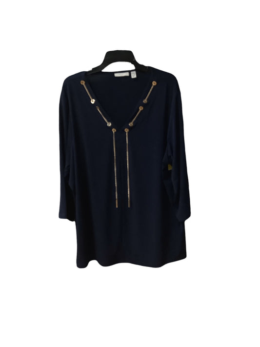 Top Long Sleeve By Susan Graver In Navy, Size: 2x