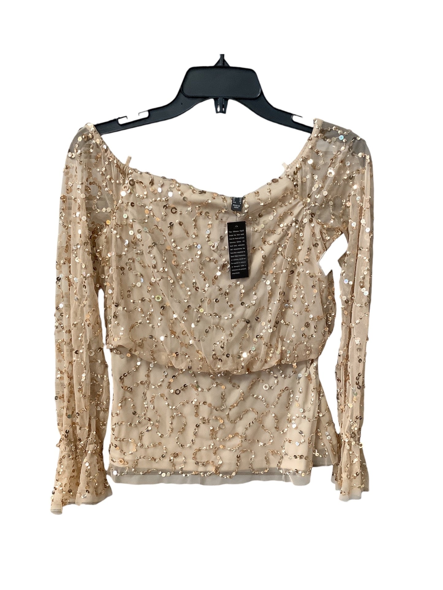 Top Long Sleeve By Adrianna Papell In Tan, Size: 2