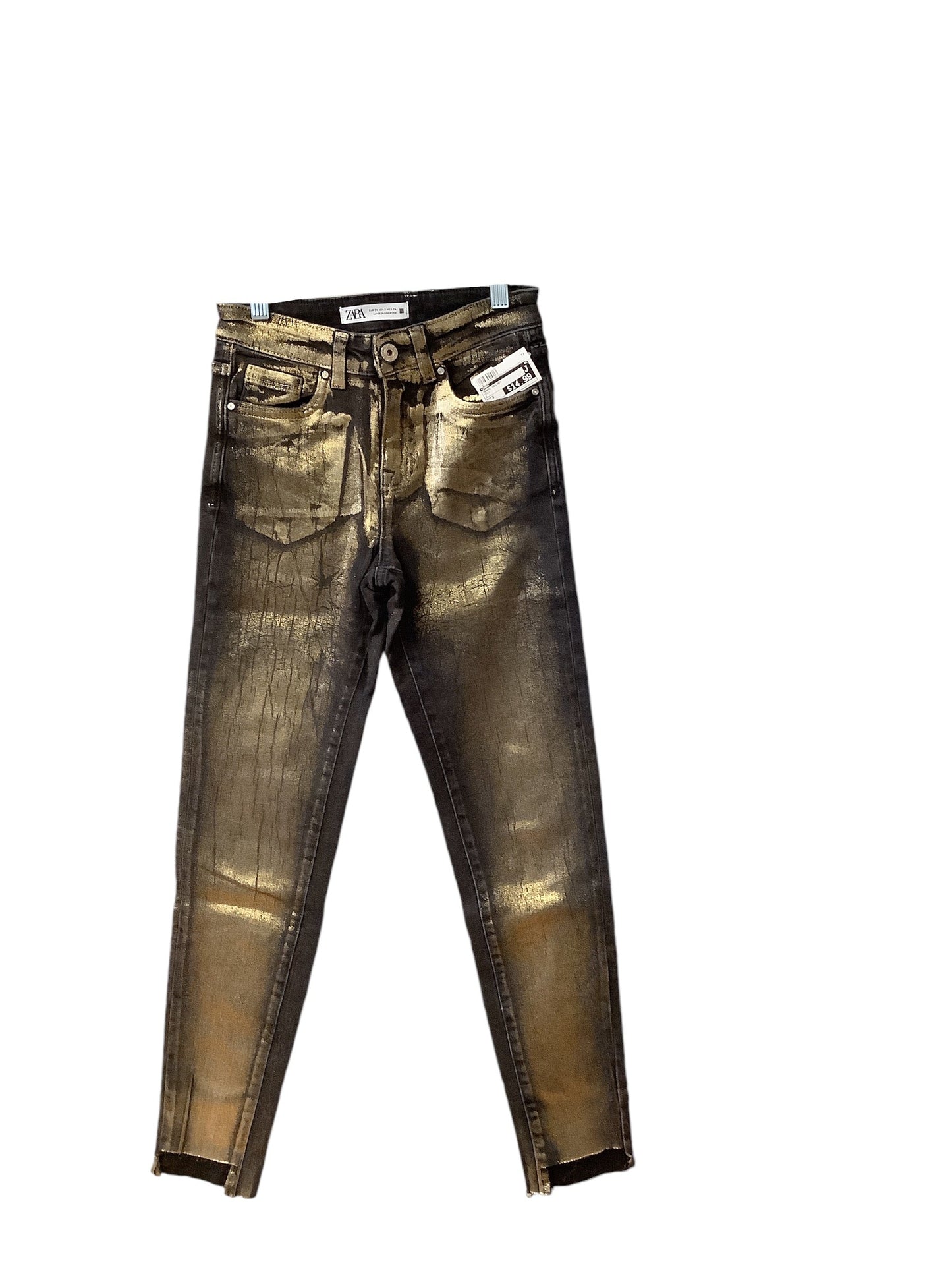 Jeans Skinny By Zara In Gold, Size: 2