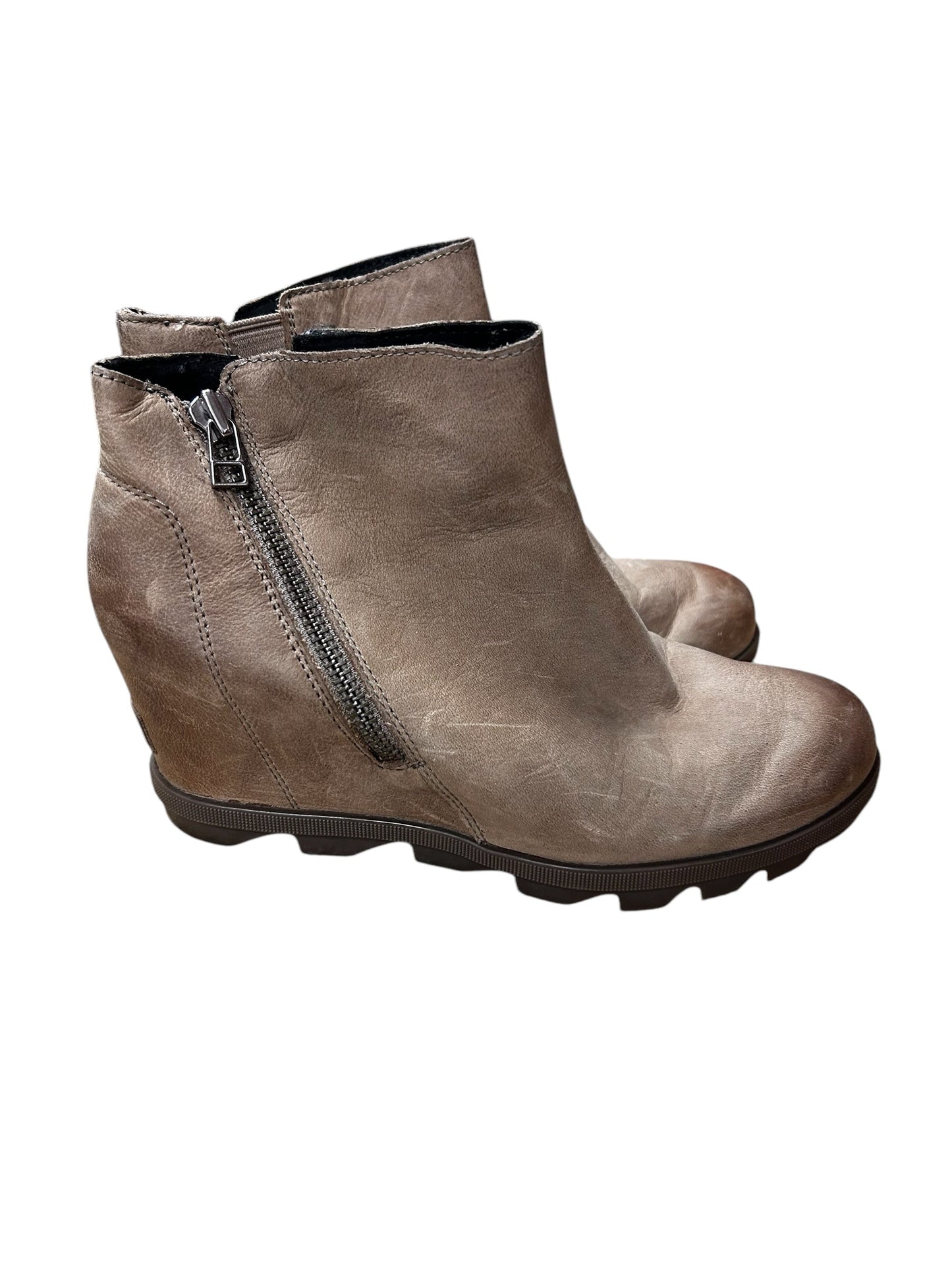 Boots Ankle Heels By Sorel In Brown, Size: 9.5