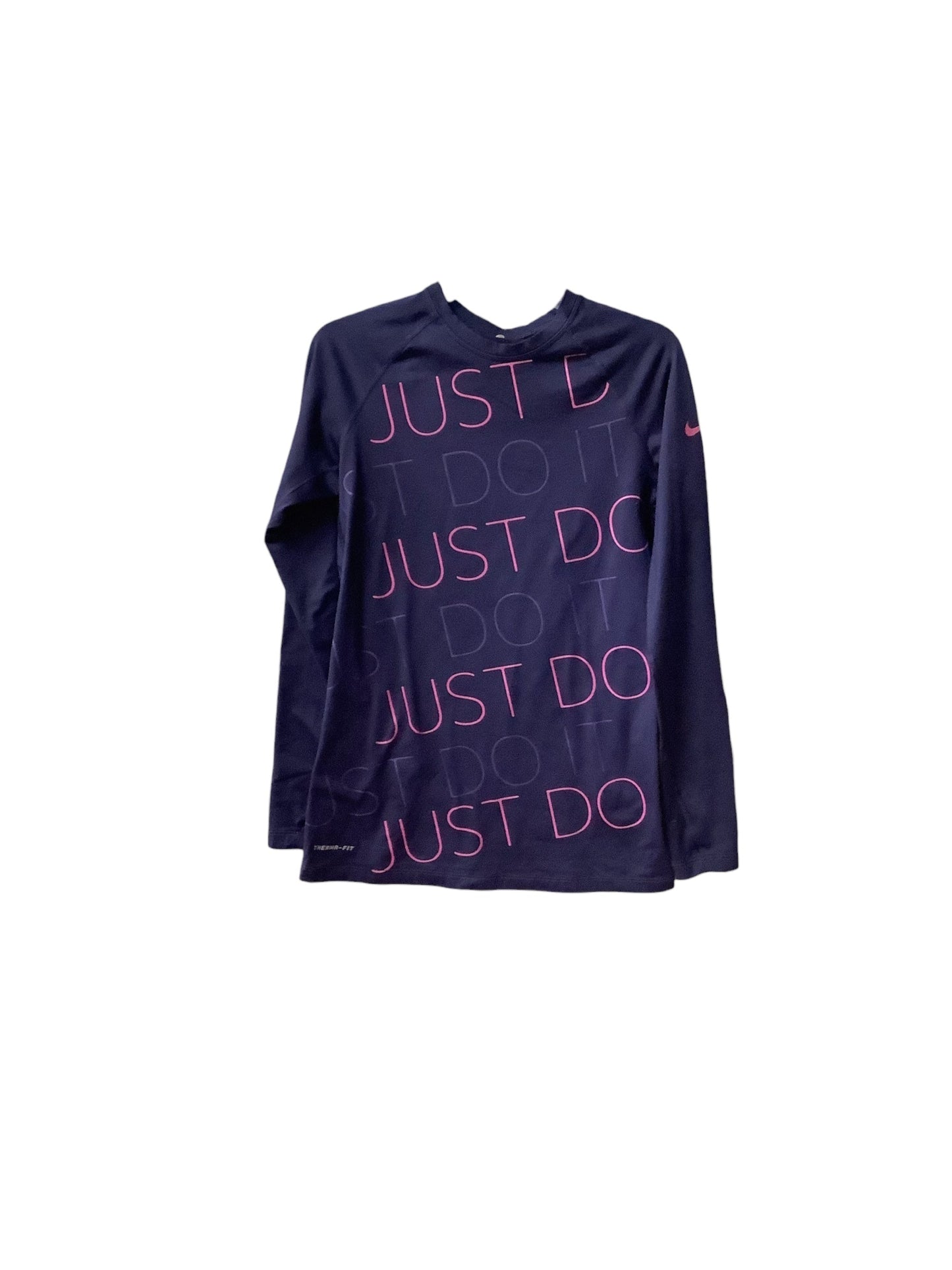 Athletic Top Long Sleeve Collar By Nike In Purple, Size: L