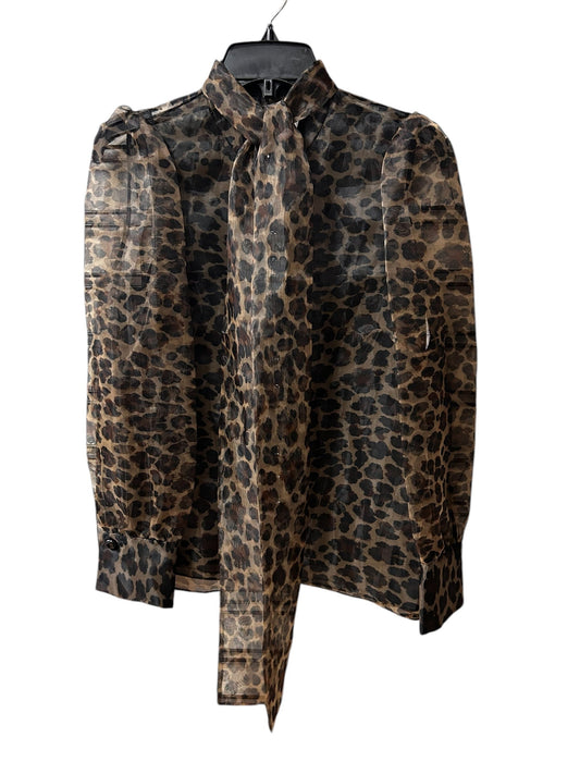 Top Long Sleeve By Zara In Animal Print, Size: M