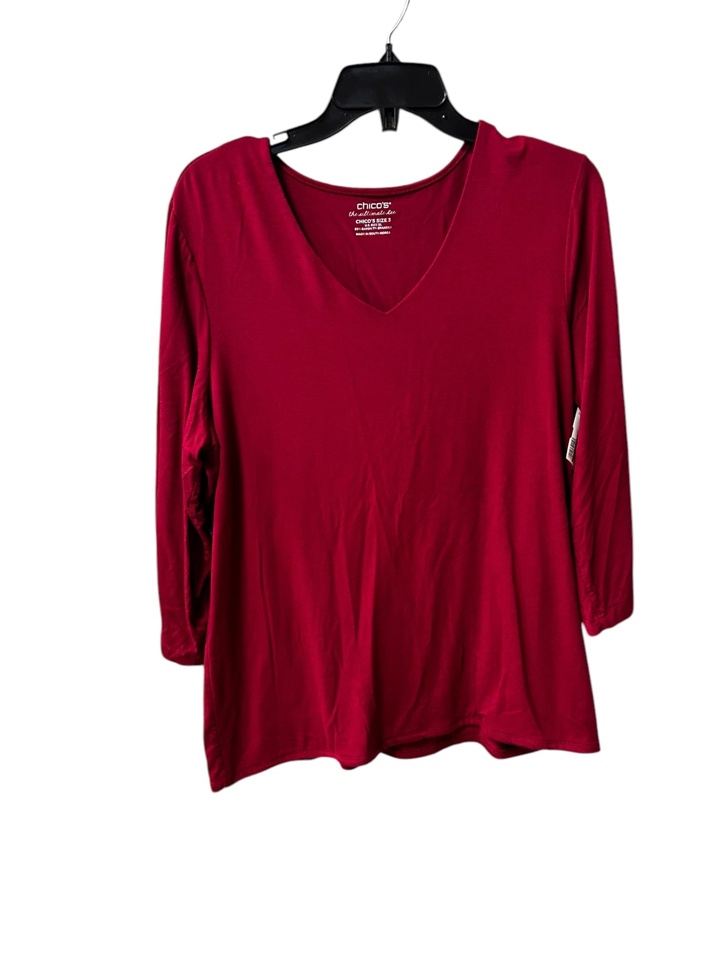 Top Long Sleeve By Chicos In Red, Size: Xl