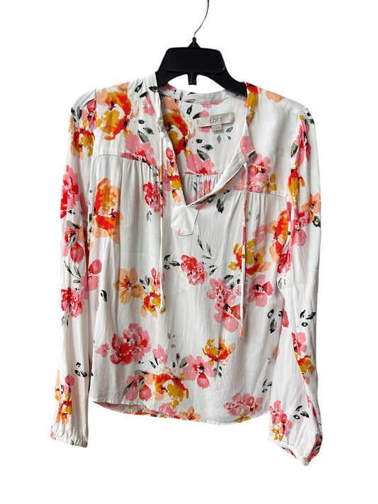 Top Long Sleeve By Loft In Floral Print, Size: M