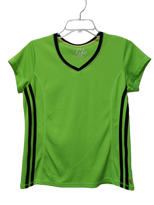 Black & Green Athletic Top Short Sleeve Made For Life, Size Petite   S