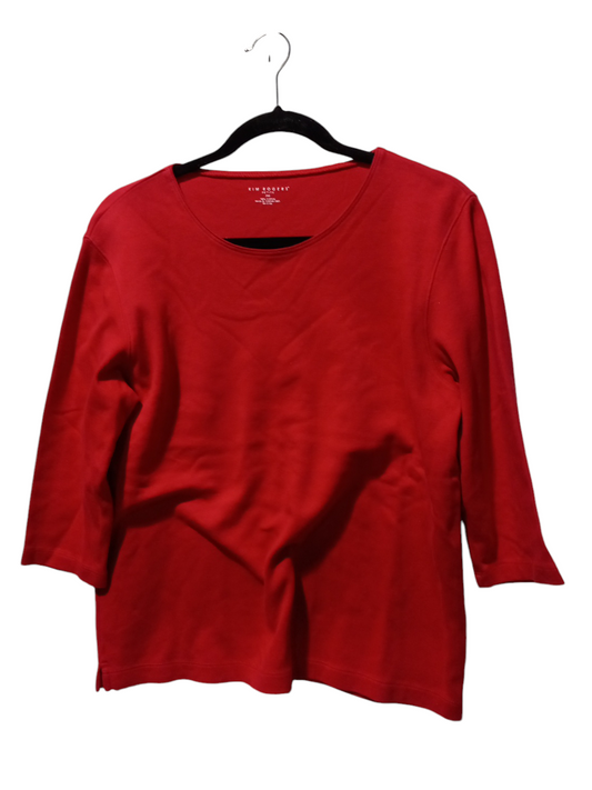 Top 3/4 Sleeve Basic By Kim Rogers In Red, Size: Mp