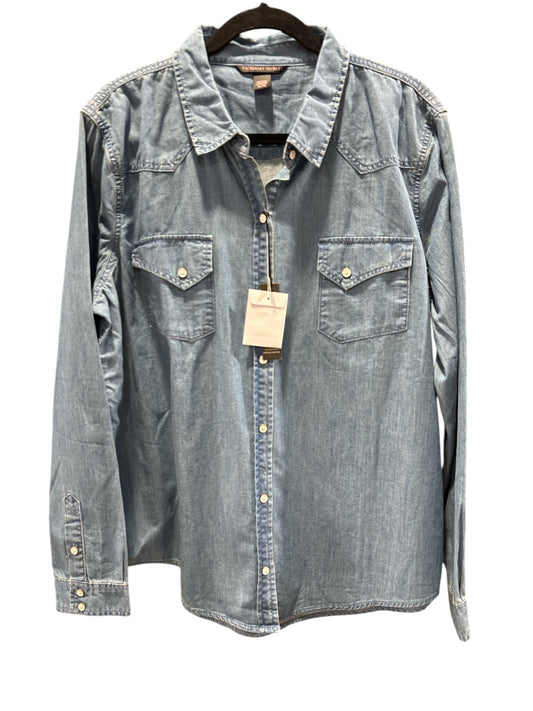 Jacket Shirt By Victorias Secret In Blue Denim, Size: Xl