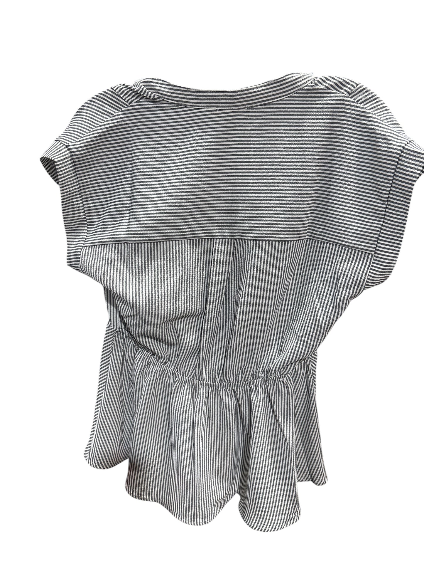 Blouse Short Sleeve By Monteau In Striped Pattern, Size: L