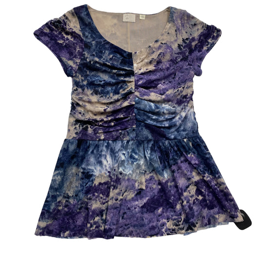 Blue & Purple Top Short Sleeve Anthropologie, Size M