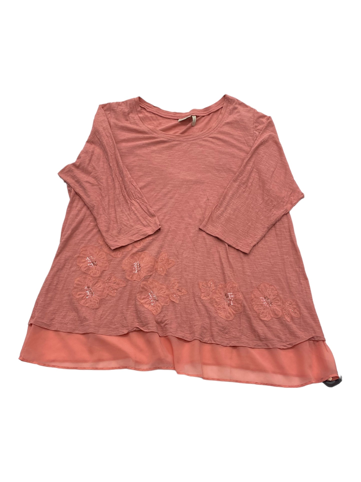 Tunic 3/4 Sleeve By Logo In Pink, Size: 2x