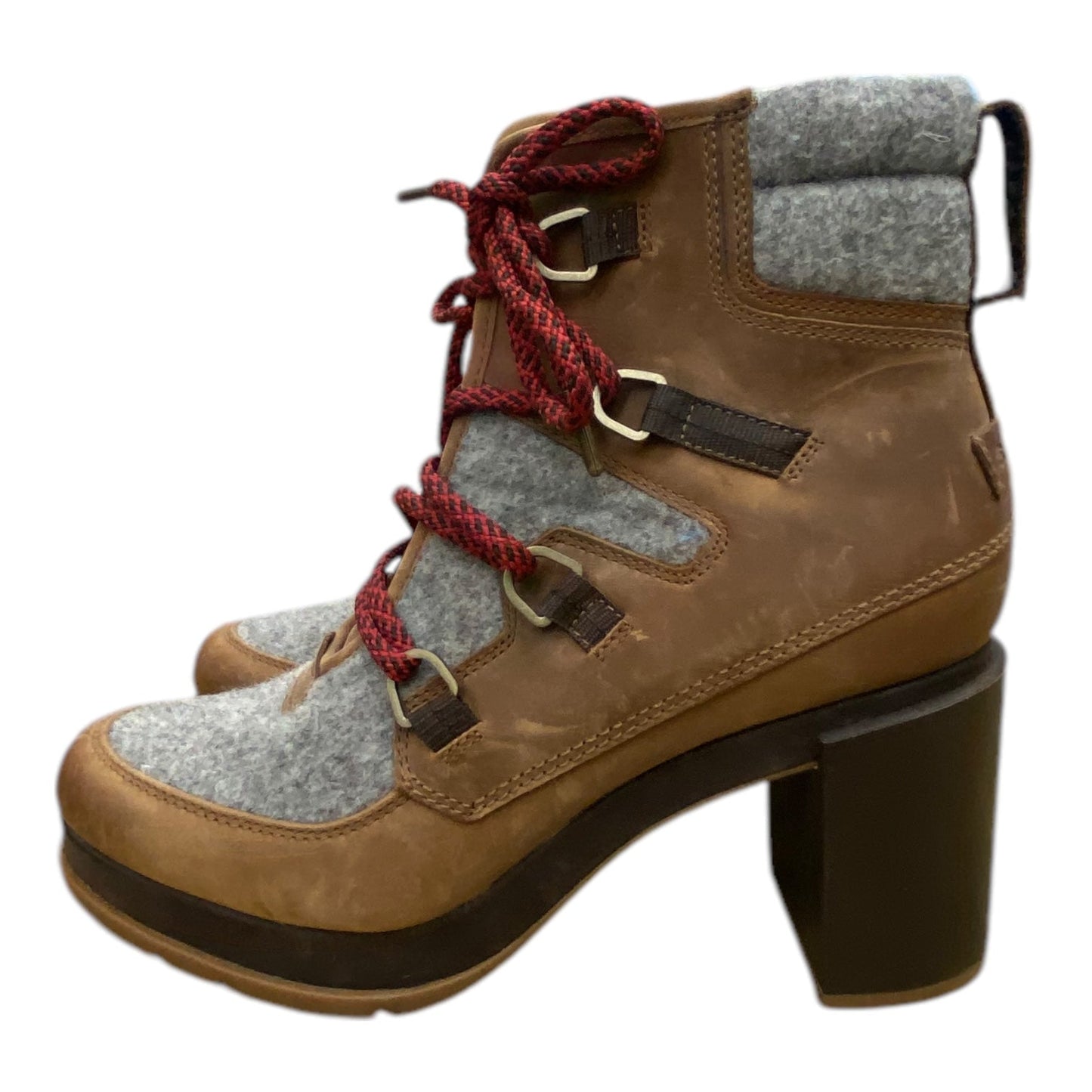 Boots Ankle Heels By Sorel In Brown & Grey, Size: 10