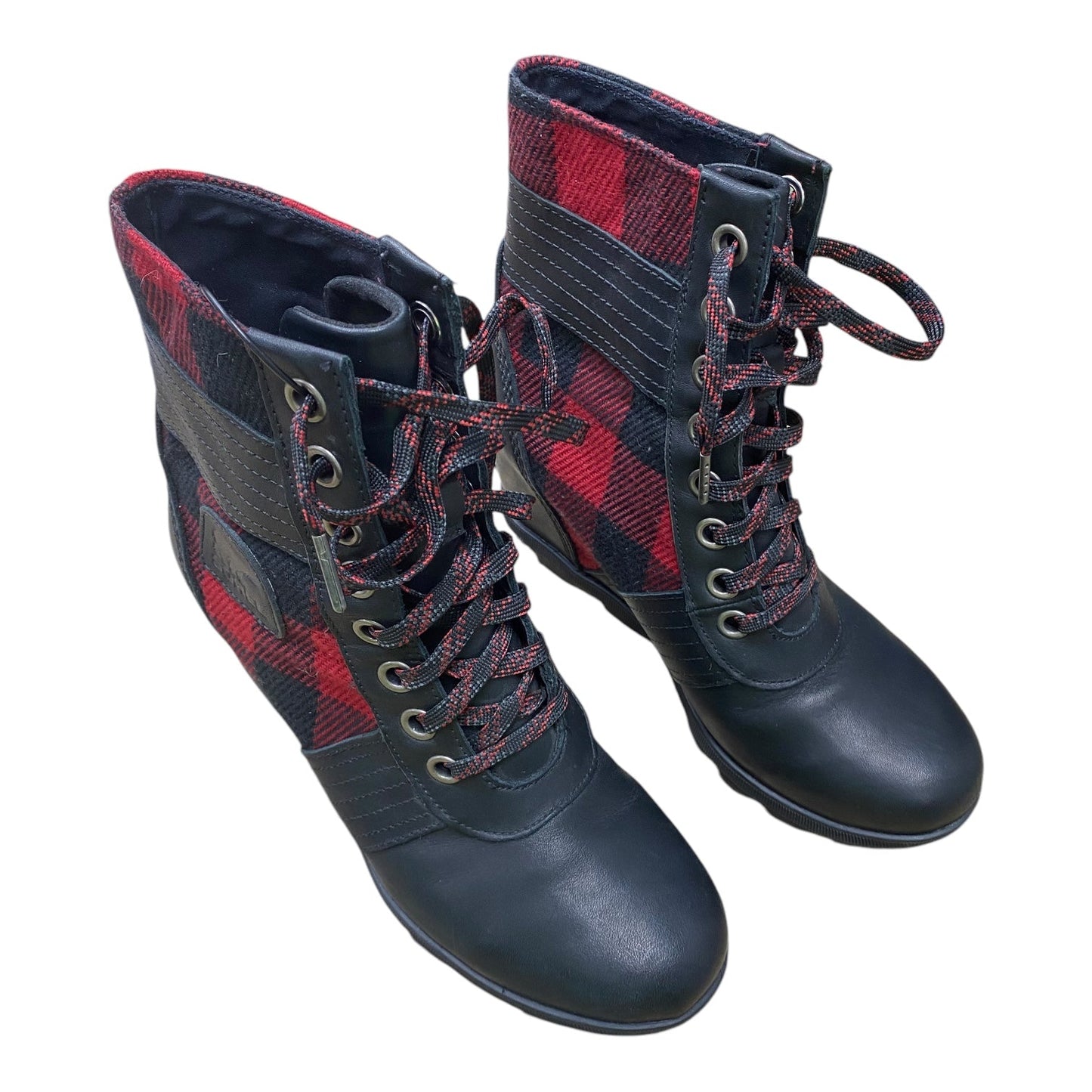 Boots Ankle Heels By Sorel In Black & Red, Size: 9.5