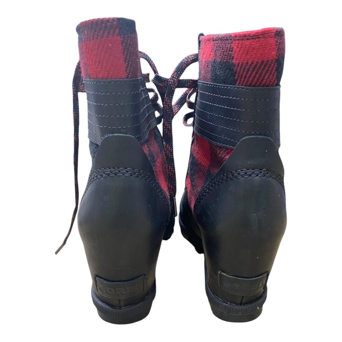 Boots Ankle Heels By Sorel In Black & Red, Size: 9.5