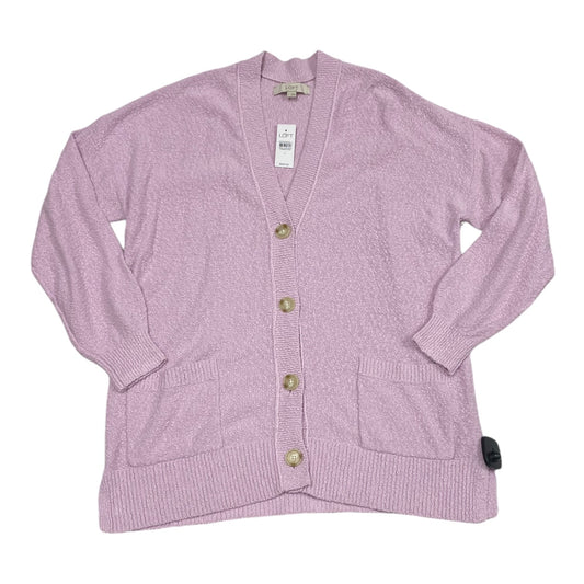 Sweater Cardigan By Loft In Purple, Size: L