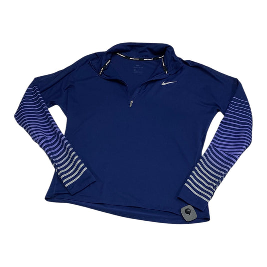 Athletic Top Long Sleeve Collar By Nike In Blue, Size: M