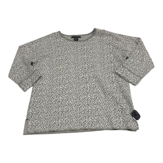 Sweater By Tahari By Arthur Levine In Grey & White, Size: L