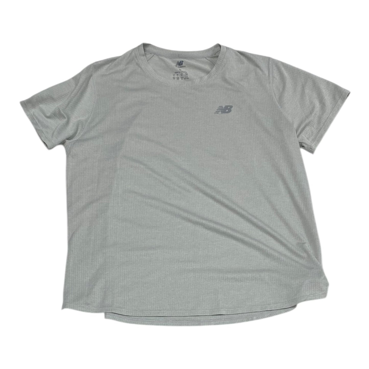 Athletic Top Short Sleeve By New Balance In Grey, Size: L