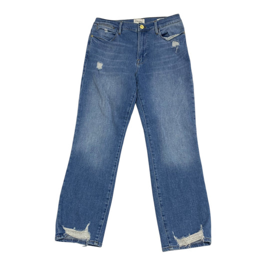 Jeans Straight By Frame In Blue Denim, Size: 10