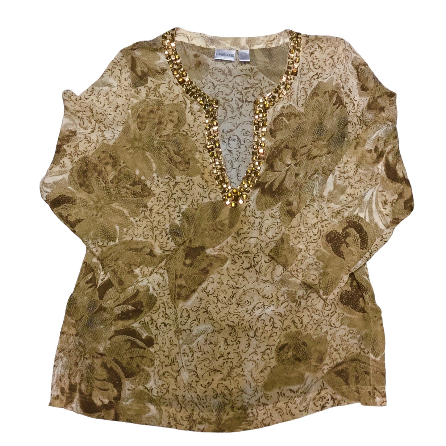 Snakeskin Print Top Long Sleeve Chicos, Size L