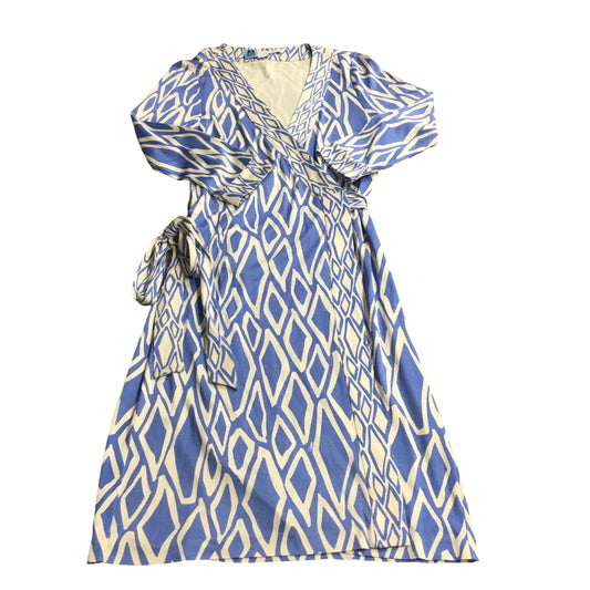 Dress Casual Midi By Diane Von Furstenberg In Blue & White, Size: 6