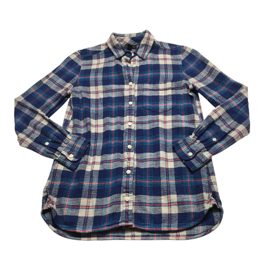 Top Long Sleeve By J. Crew In Plaid Pattern, Size: Xs