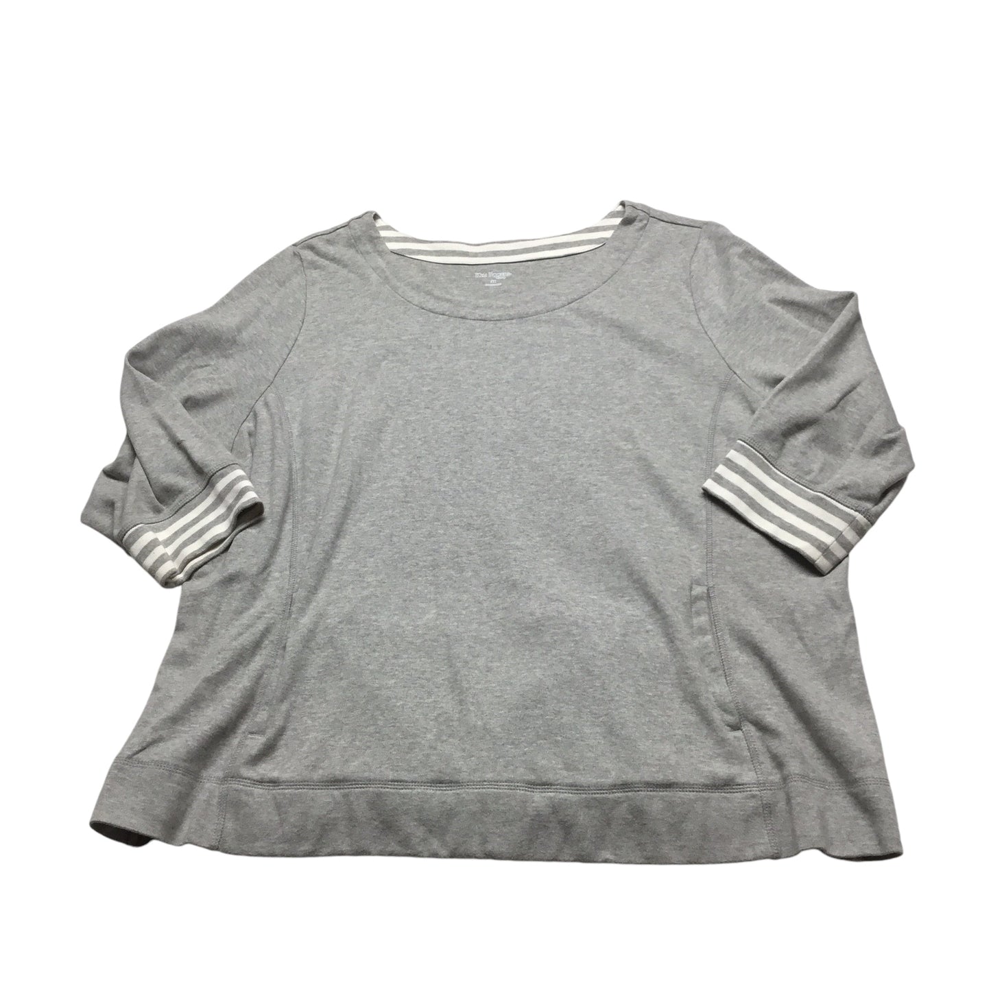 Top 3/4 Sleeve By Kim Rogers In Grey, Size: 2x