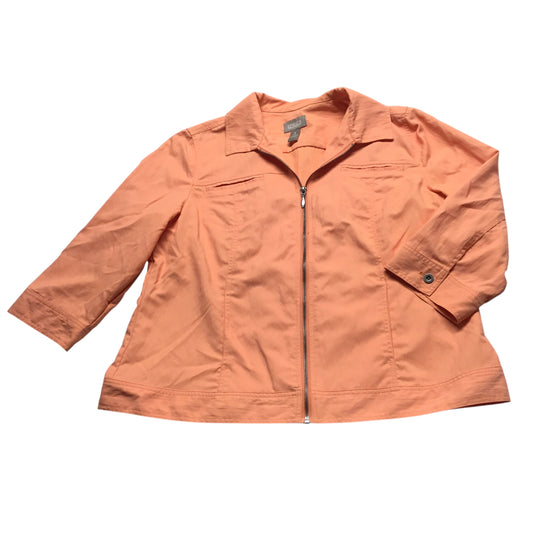 Jacket Shirt By Chicos In Peach, Size: Xl