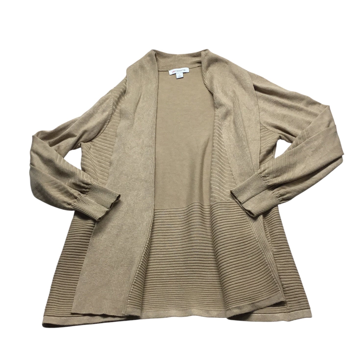 Cardigan By Liz Claiborne In Tan, Size: L