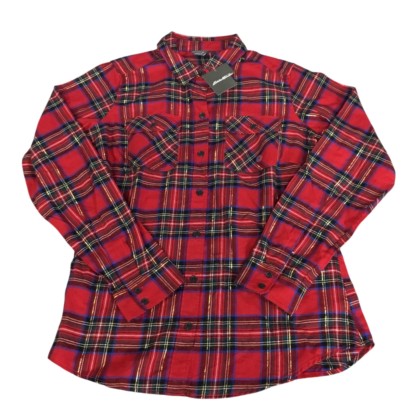 Top Long Sleeve By Eddie Bauer In Plaid Pattern, Size: S