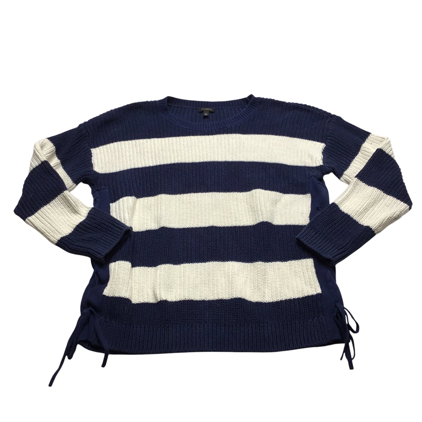 Sweater By Talbots In Blue & White, Size: L