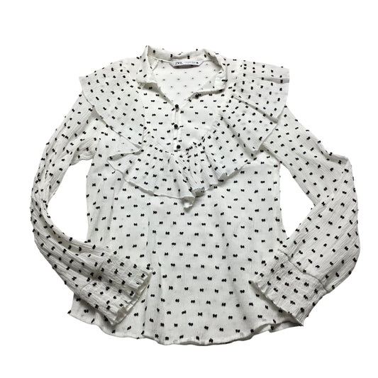 Top Long Sleeve By Zara In Black & White, Size: S