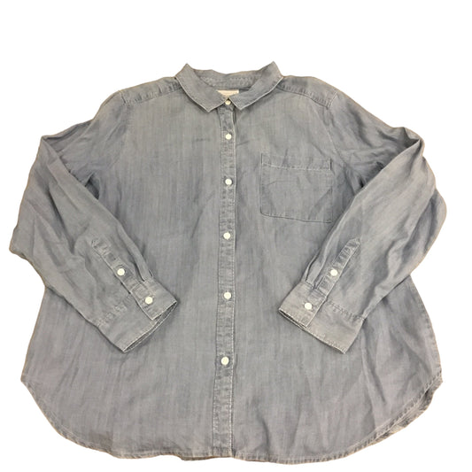 Top Long Sleeve By Liz Claiborne In Blue Denim, Size: Xl