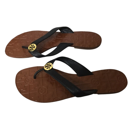 Sandals Designer By Tory Burch In Black & Brown, Size: 9