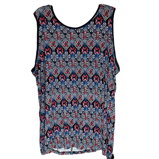 Blue Red & White Top Sleeveless Avenue, Size 4x