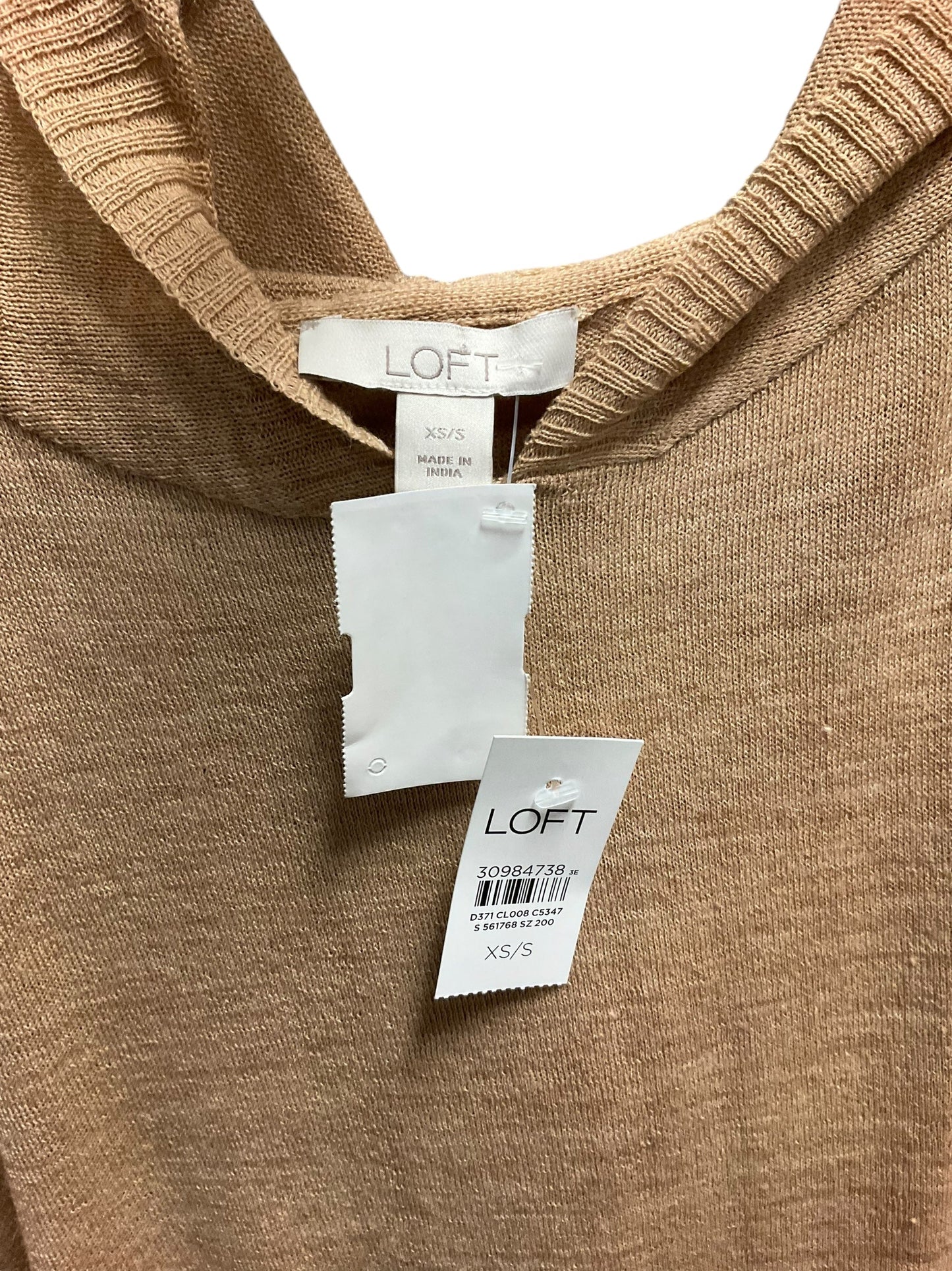 Top Short Sleeve By Loft In Tan, Size: Xs