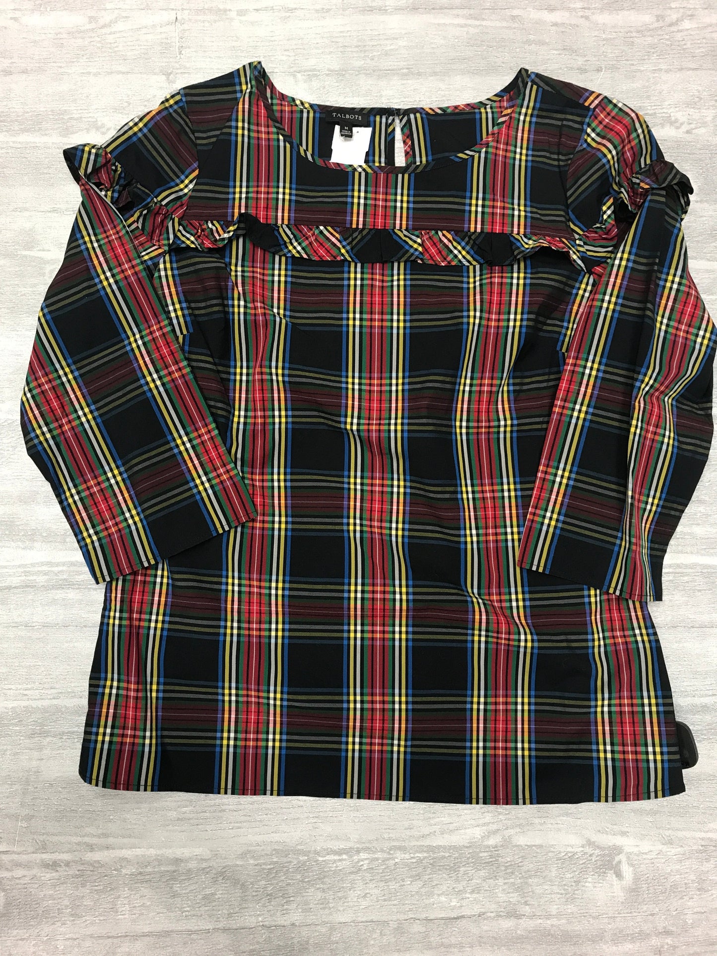 Top Long Sleeve By Talbots In Plaid Pattern, Size: M