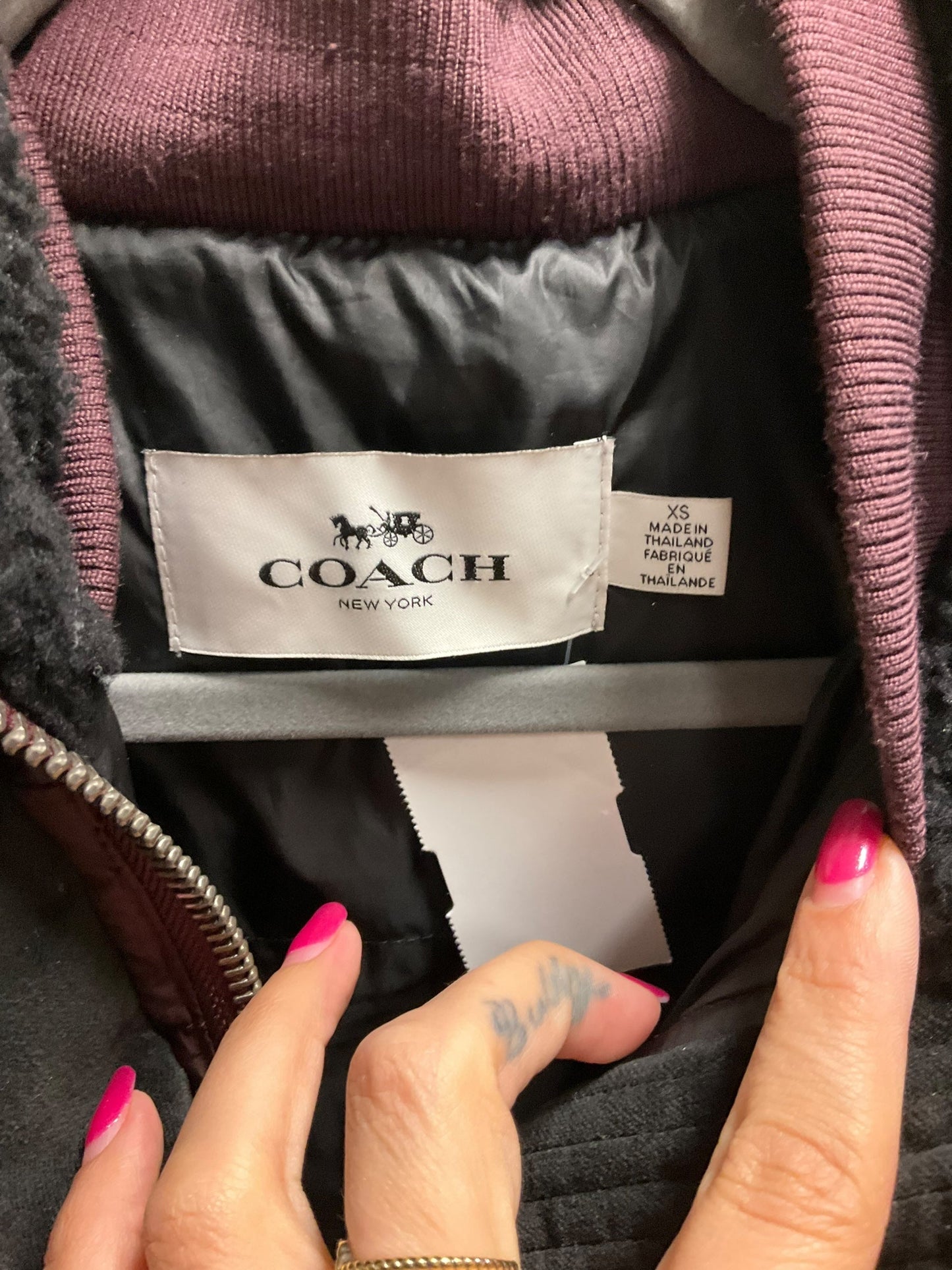 Coat Designer By Coach In Purple, Size: Xs