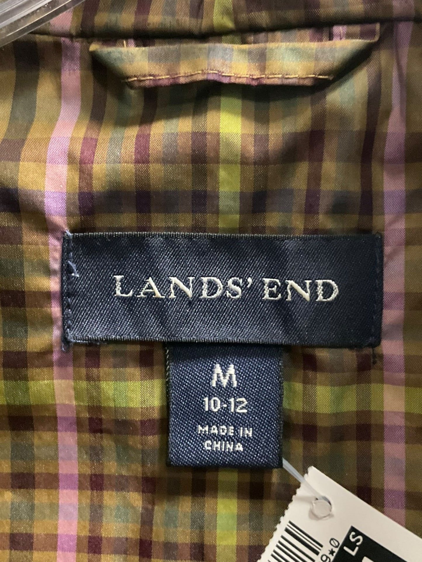 Vest Puffer & Quilted By Lands End In Plaid Pattern, Size: M