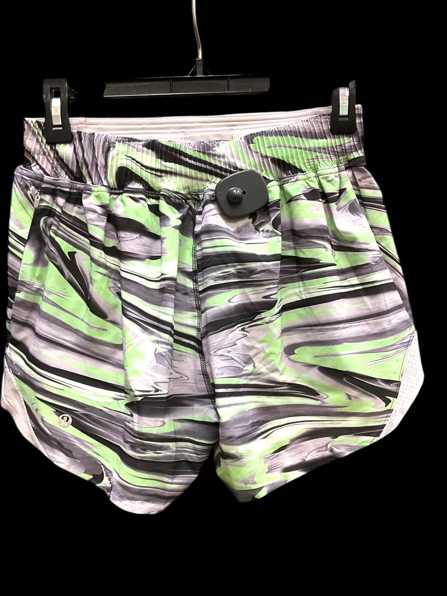 Athletic Shorts By Lululemon In Green & Grey, Size: 4