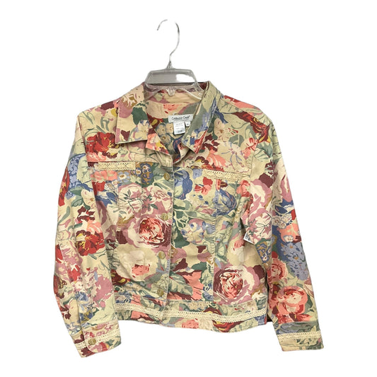 Floral Print Jacket Denim Coldwater Creek, Size Petite L