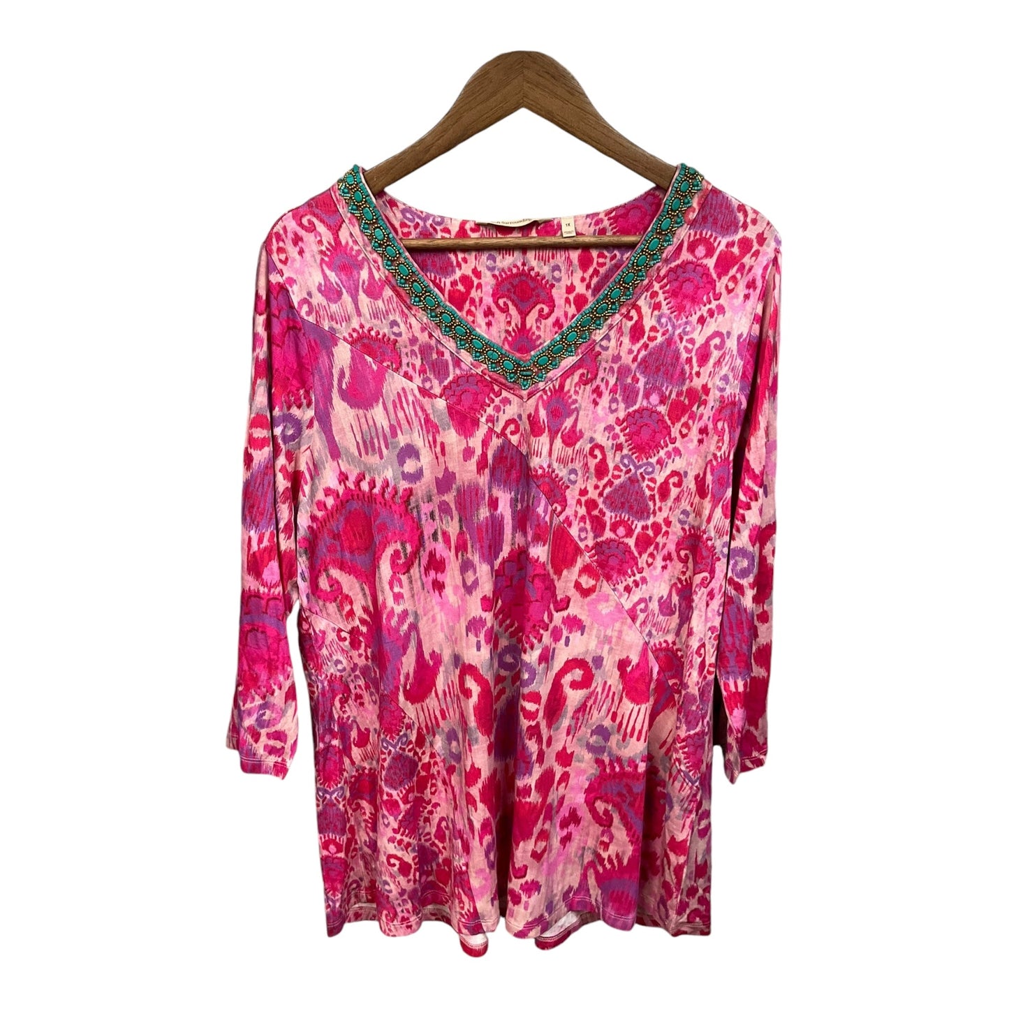 Top 3/4 Sleeve By Soft Surroundings In Pink, Size: 1x