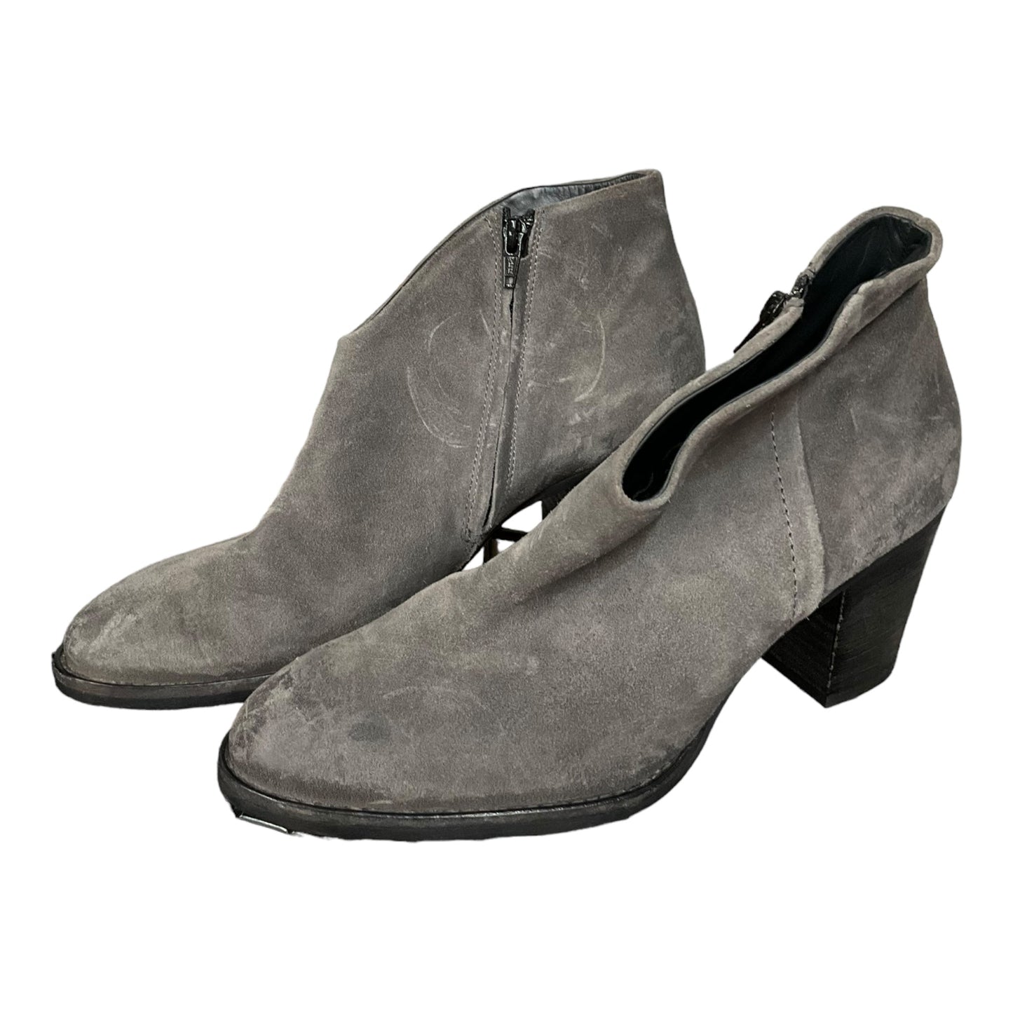 Grey Boots Ankle Heels Paul Green, Size 8.5