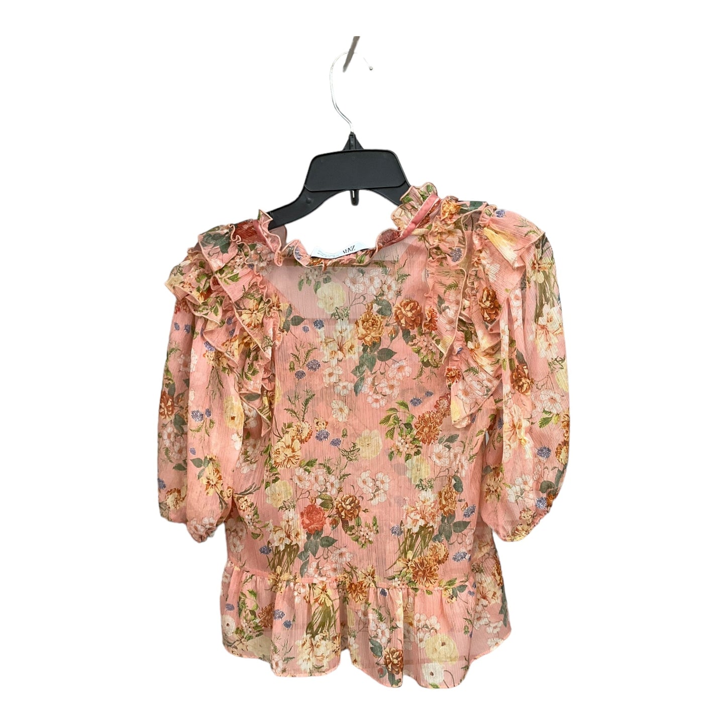 Floral Print Blouse Long Sleeve Zara, Size S