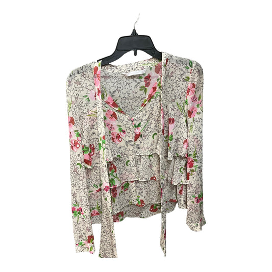 Floral Print Blouse Long Sleeve Zara Basic, Size Xs