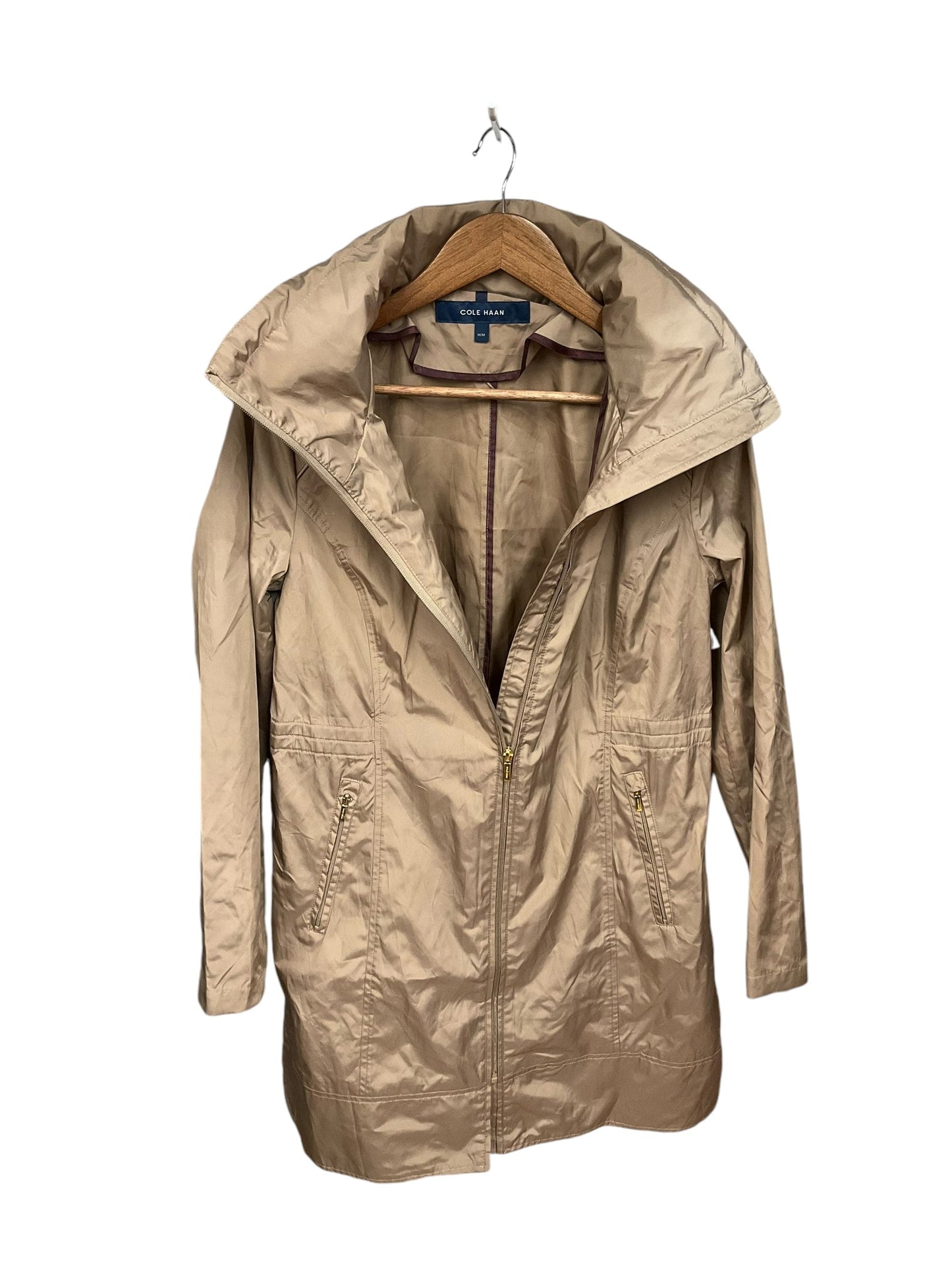 Coat Raincoat By Cole-haan In Tan, Size: M