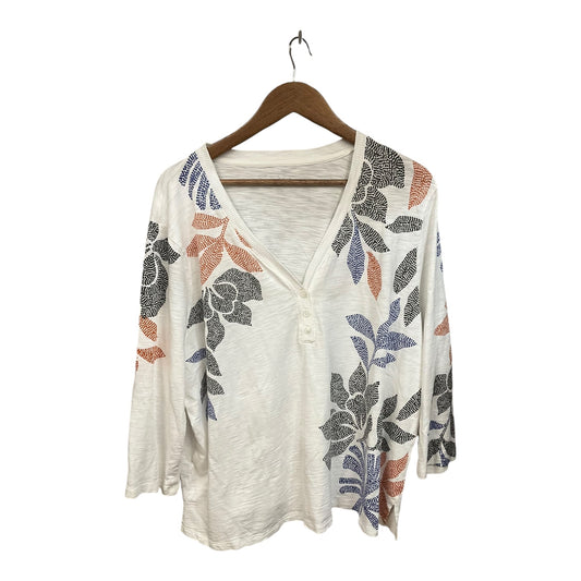 Top 3/4 Sleeve By Chicos In Floral Print, Size: 4x